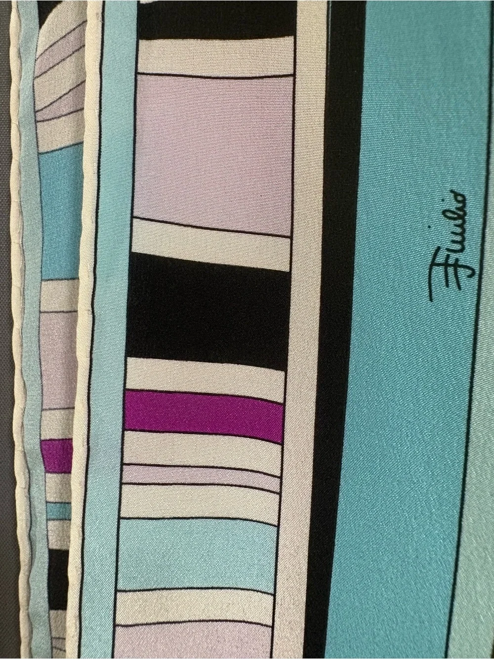Emilio Pucci Vintage Geometric Silk Scarf 12.5”x 51”